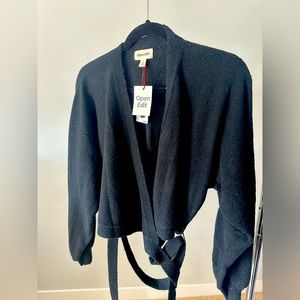 Open Edit Black Wrap Sweater
